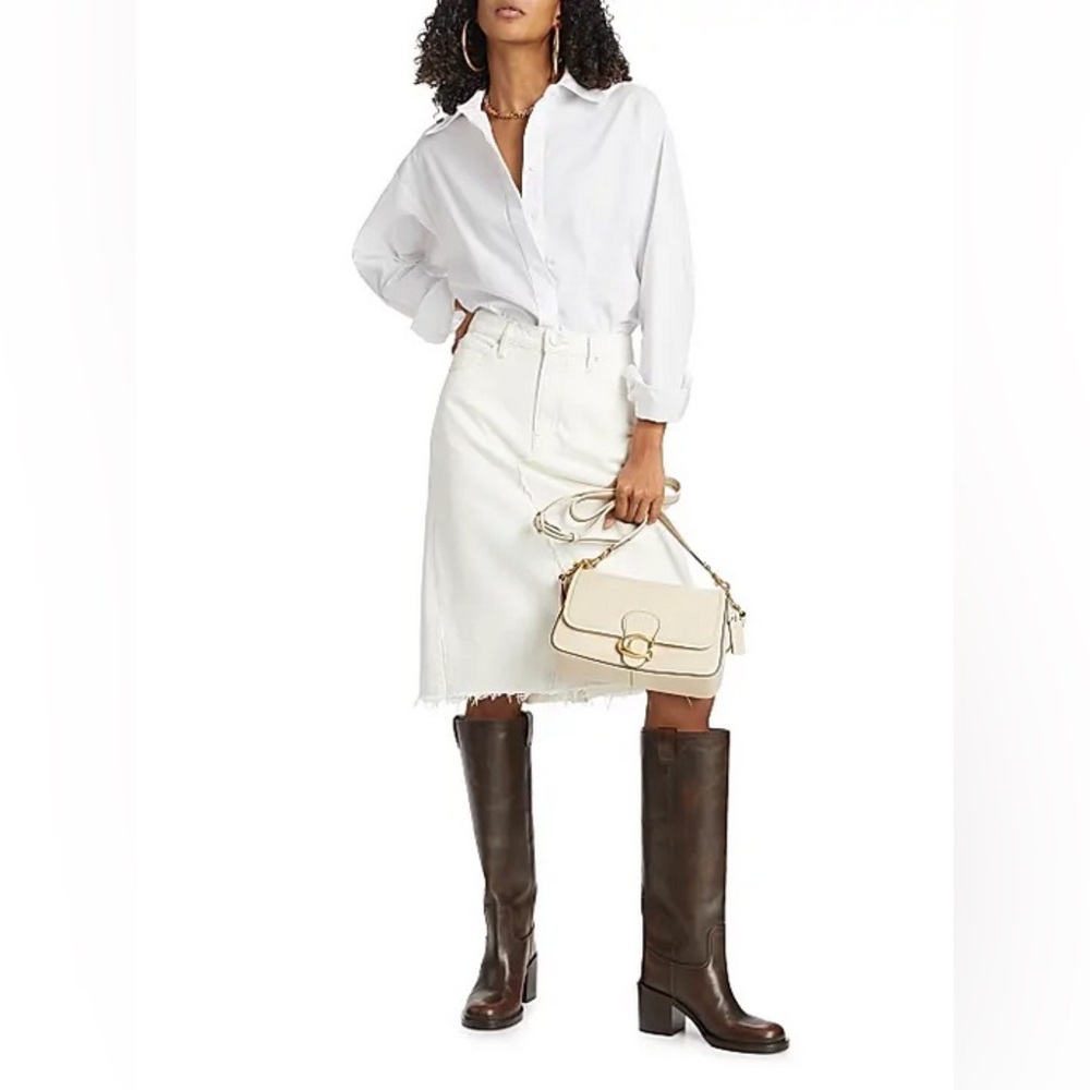 NWT  FRAME Deconstructed Denim Skirt in Au Natural Clean